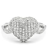 TS017 - Rhodium 925 Sterling Silver Ring with AAA Grade CZ in Clear - Alamode - Flyclothing LLC