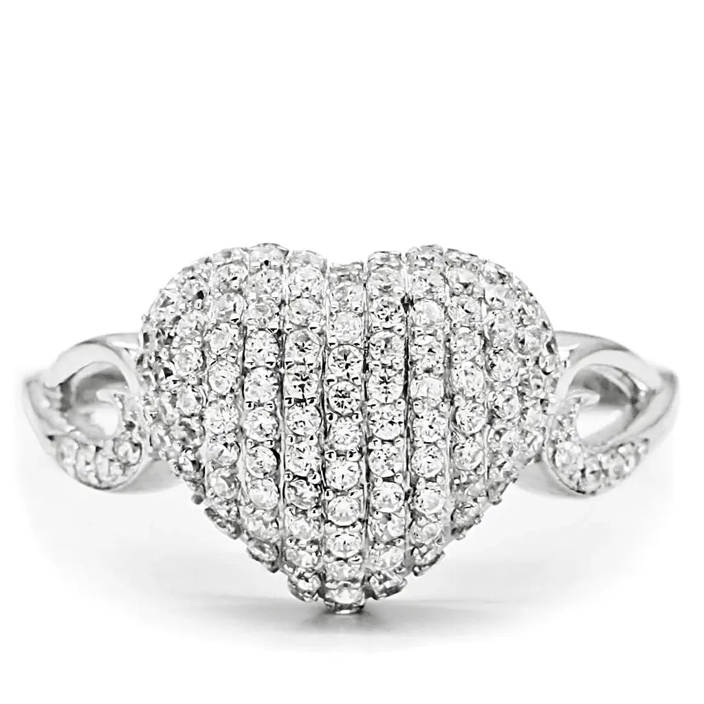 TS017 - Rhodium 925 Sterling Silver Ring with AAA Grade CZ in Clear - Alamode - Flyclothing LLC