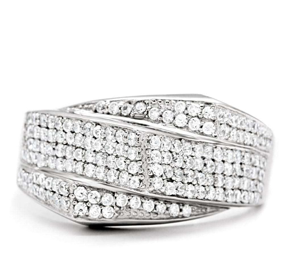 TS018 - Rhodium 925 Sterling Silver Ring with AAA Grade CZ in Clear - Alamode - Flyclothing LLC