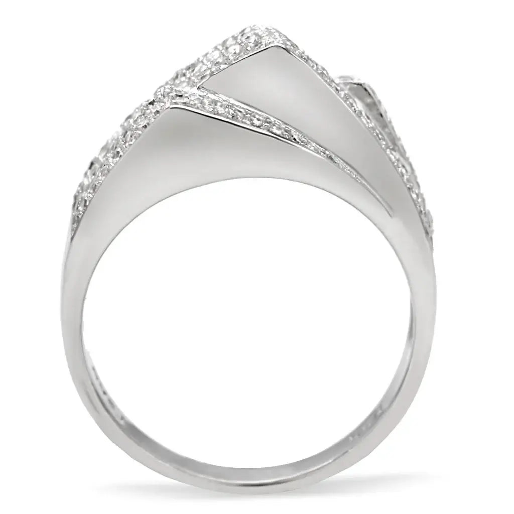 TS018 - Rhodium 925 Sterling Silver Ring with AAA Grade CZ in Clear - Alamode - Flyclothing LLC