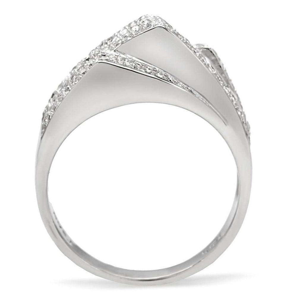 TS018 - Rhodium 925 Sterling Silver Ring with AAA Grade CZ in Clear - Alamode - Flyclothing LLC