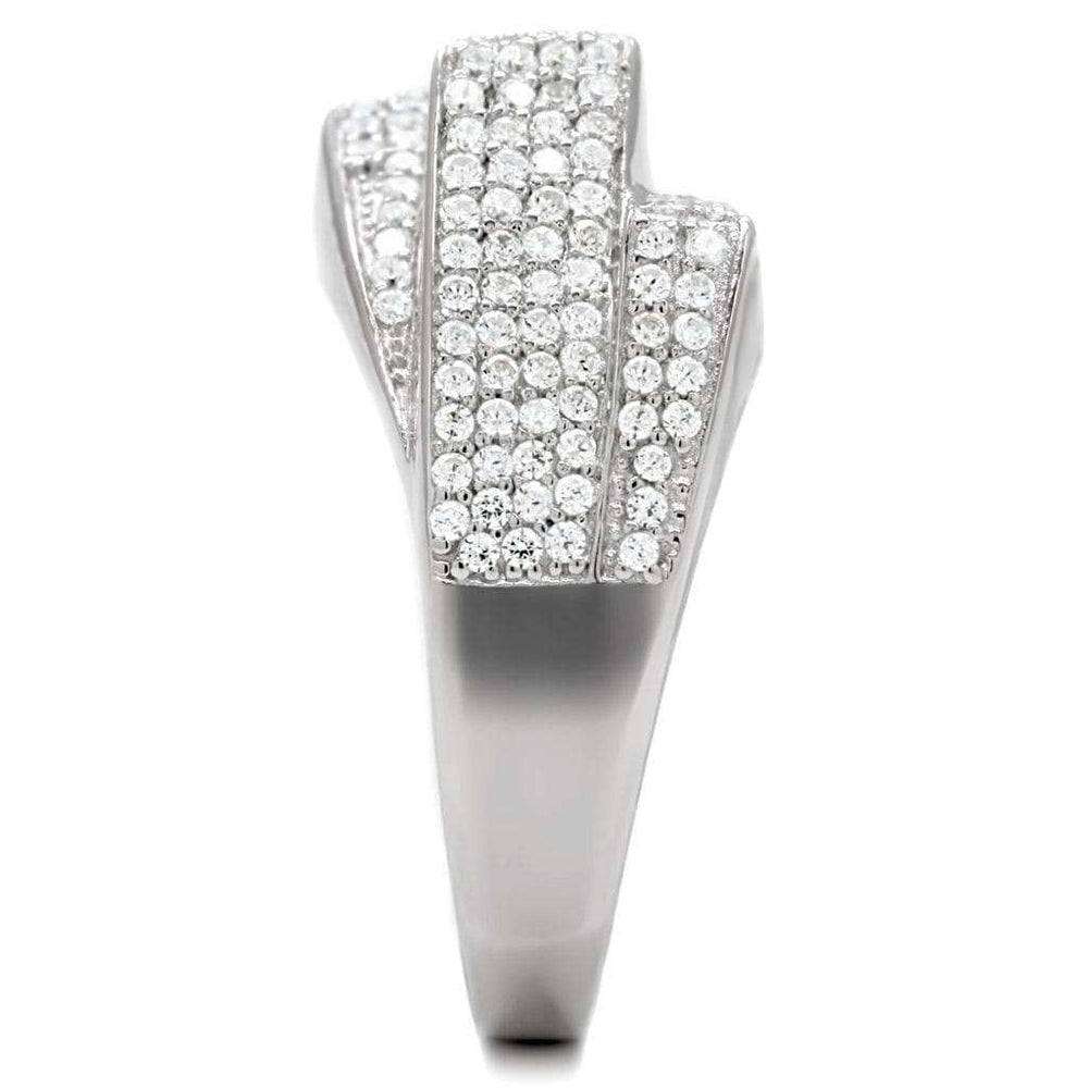 TS018 - Rhodium 925 Sterling Silver Ring with AAA Grade CZ in Clear - Alamode - Flyclothing LLC