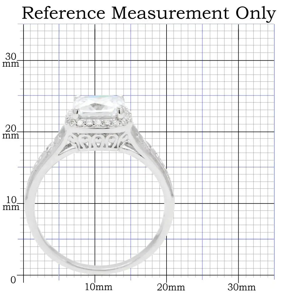 TS019 - Rhodium 925 Sterling Silver Ring with AAA Grade CZ in Clear - Alamode - Flyclothing LLC