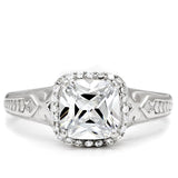 TS019 - Rhodium 925 Sterling Silver Ring with AAA Grade CZ  in Clear - Alamode