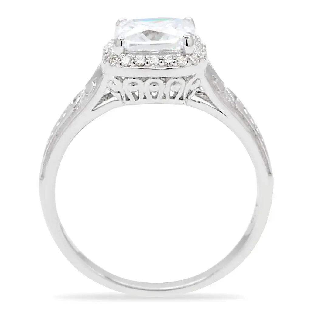 TS019 - Rhodium 925 Sterling Silver Ring with AAA Grade CZ in Clear - Alamode - Flyclothing LLC