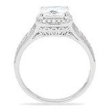 TS019 - Rhodium 925 Sterling Silver Ring with AAA Grade CZ  in Clear - Alamode