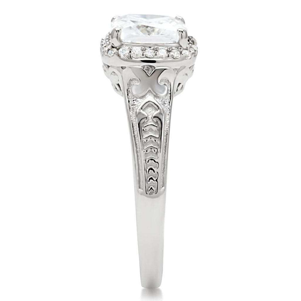 TS019 - Rhodium 925 Sterling Silver Ring with AAA Grade CZ in Clear - Alamode - Flyclothing LLC