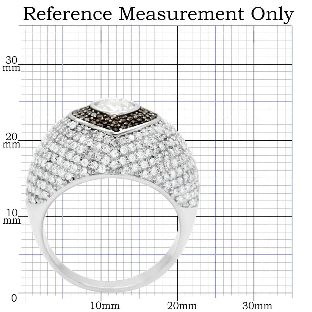 TS022 - Rhodium + Ruthenium 925 Sterling Silver Ring with AAA Grade CZ in Brown - Alamode - Flyclothing LLC