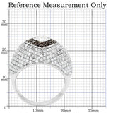 TS022 - Rhodium + Ruthenium 925 Sterling Silver Ring with AAA Grade CZ  in Brown