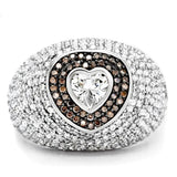 TS022 - Rhodium + Ruthenium 925 Sterling Silver Ring with AAA Grade CZ in Brown - Alamode - Flyclothing LLC