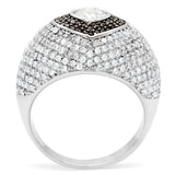 TS022 - Rhodium + Ruthenium 925 Sterling Silver Ring with AAA Grade CZ in Brown - Alamode - Flyclothing LLC