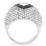 TS022 - Rhodium + Ruthenium 925 Sterling Silver Ring with AAA Grade CZ  in Brown - Alamode