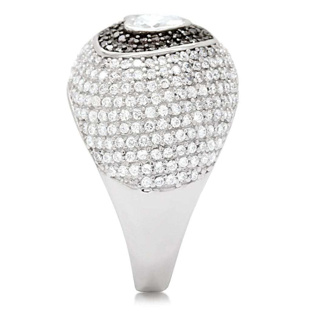 TS022 - Rhodium + Ruthenium 925 Sterling Silver Ring with AAA Grade CZ in Brown - Alamode - Flyclothing LLC