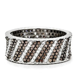 TS023 - Rhodium + Ruthenium 925 Sterling Silver Ring with AAA Grade CZ in Brown - Alamode - Flyclothing LLC