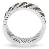 TS023 - Rhodium + Ruthenium 925 Sterling Silver Ring with AAA Grade CZ  in Brown - Alamode