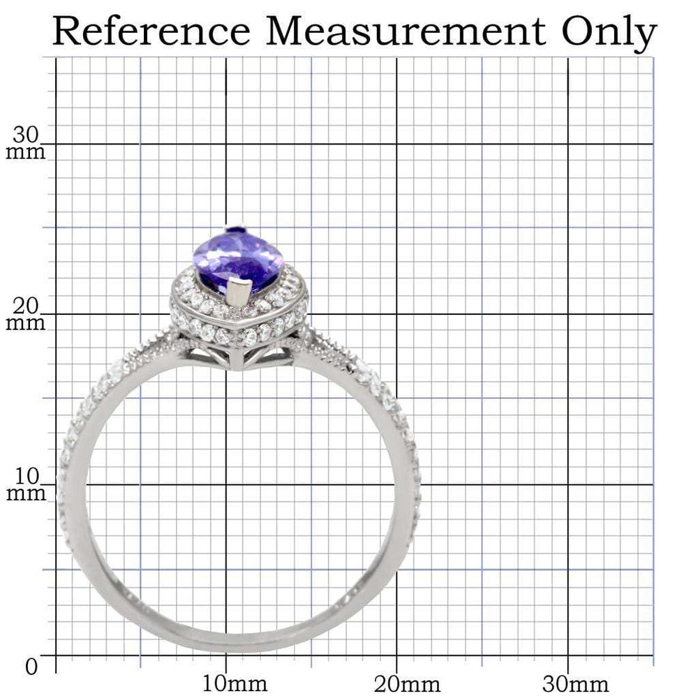 TS024 - Rhodium 925 Sterling Silver Ring with AAA Grade CZ in Tanzanite - Alamode - Flyclothing LLC