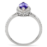 TS024 - Rhodium 925 Sterling Silver Ring with AAA Grade CZ  in Tanzanite - Alamode
