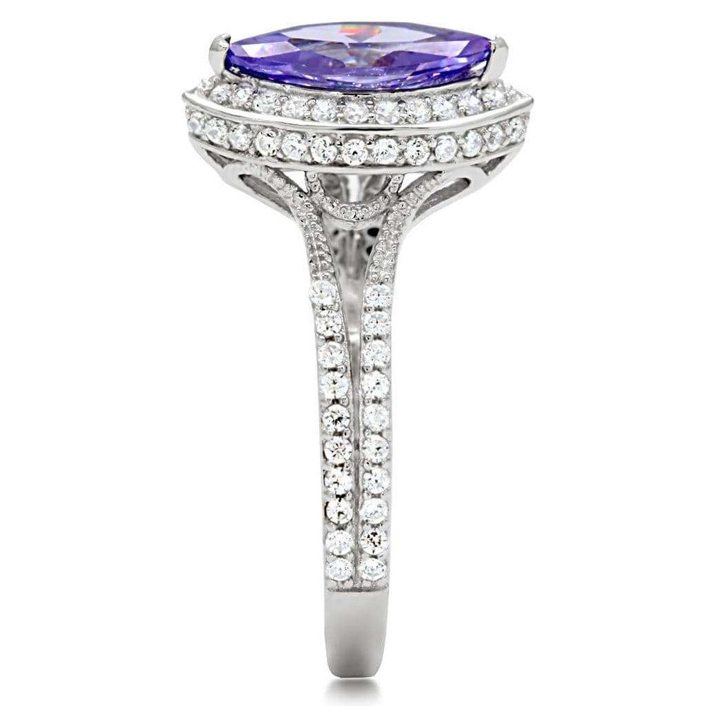 TS024 - Rhodium 925 Sterling Silver Ring with AAA Grade CZ in Tanzanite - Alamode - Flyclothing LLC