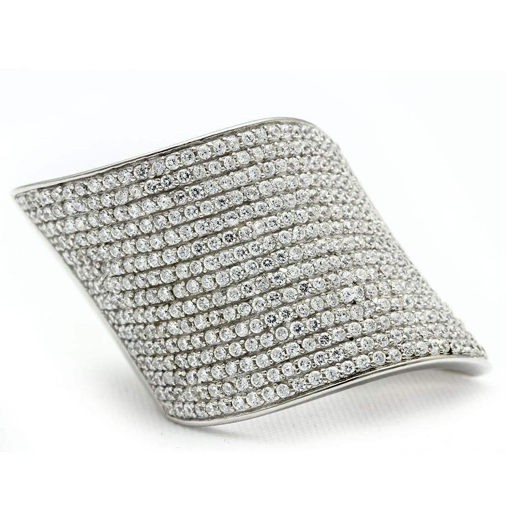 TS027 - Rhodium 925 Sterling Silver Ring with AAA Grade CZ in Clear - Alamode - Flyclothing LLC