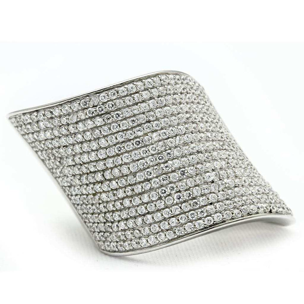 TS027 - Rhodium 925 Sterling Silver Ring with AAA Grade CZ in Clear - Alamode - Flyclothing LLC