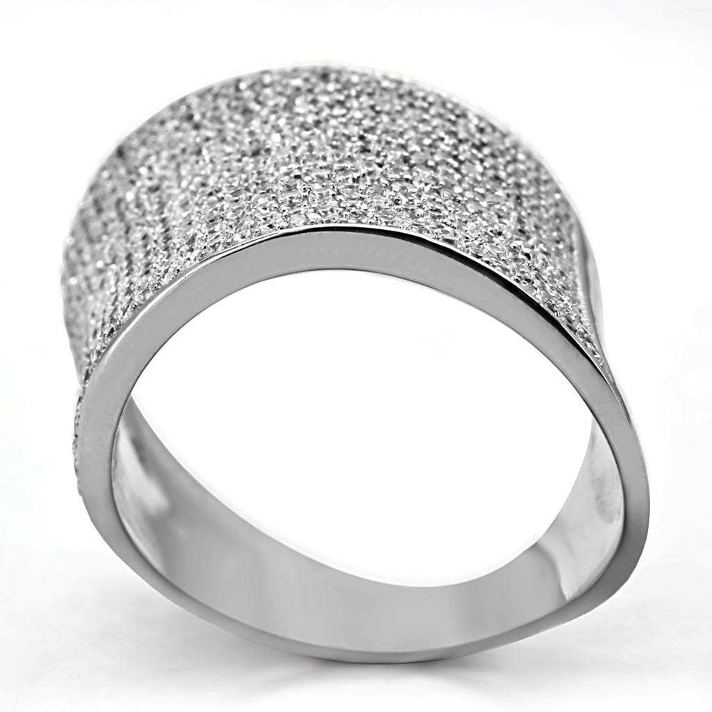 TS027 - Rhodium 925 Sterling Silver Ring with AAA Grade CZ in Clear - Alamode - Flyclothing LLC