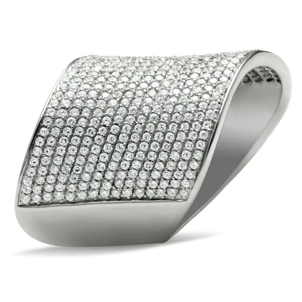 TS027 - Rhodium 925 Sterling Silver Ring with AAA Grade CZ in Clear - Alamode - Flyclothing LLC