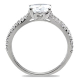 TS029 - Rhodium 925 Sterling Silver Ring with AAA Grade CZ  in Clear - Alamode