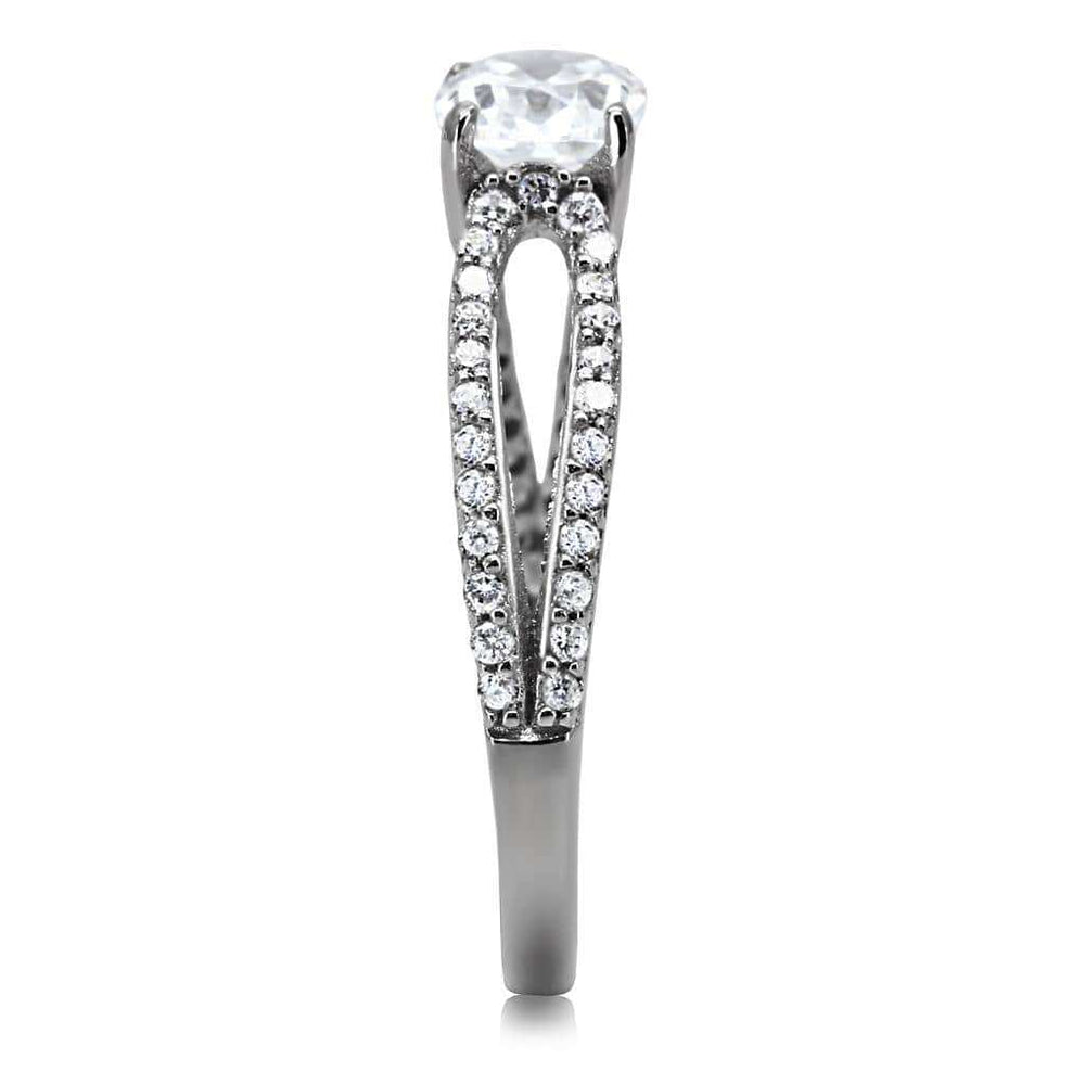 TS029 - Rhodium 925 Sterling Silver Ring with AAA Grade CZ in Clear - Alamode - Flyclothing LLC