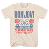 BON JOVI HATCH ROSES SLIPPERY WHEN WET 86-87 TOUR NATURAL T-SHIRT