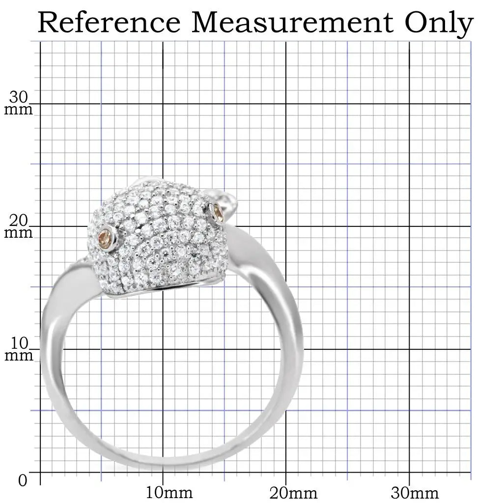TS031 - Rhodium 925 Sterling Silver Ring with AAA Grade CZ in Brown - Alamode - Flyclothing LLC