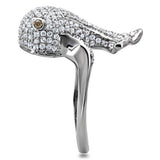 TS031 - Rhodium 925 Sterling Silver Ring with AAA Grade CZ in Brown - Alamode - Flyclothing LLC