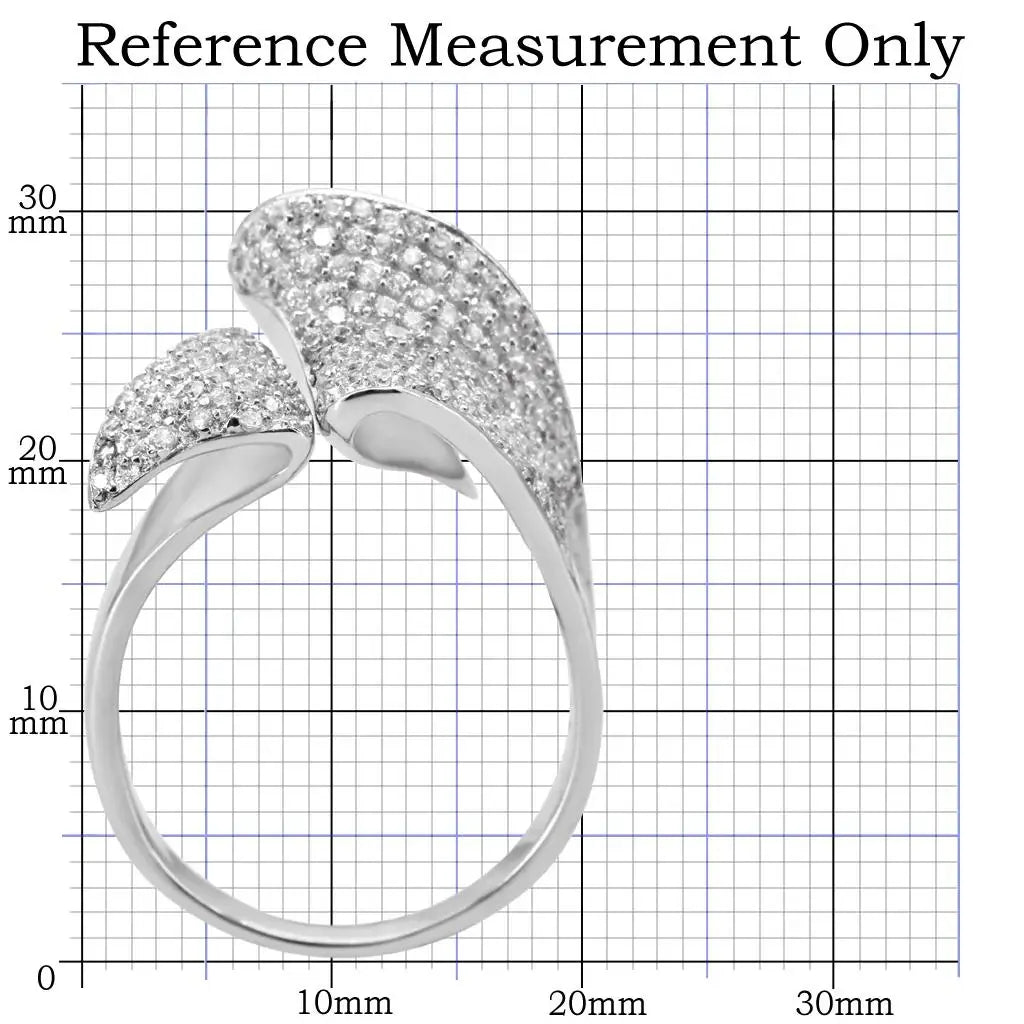 TS032 - Rhodium 925 Sterling Silver Ring with AAA Grade CZ in Clear - Alamode - Flyclothing LLC