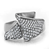 TS032 - Rhodium 925 Sterling Silver Ring with AAA Grade CZ in Clear - Alamode - Flyclothing LLC