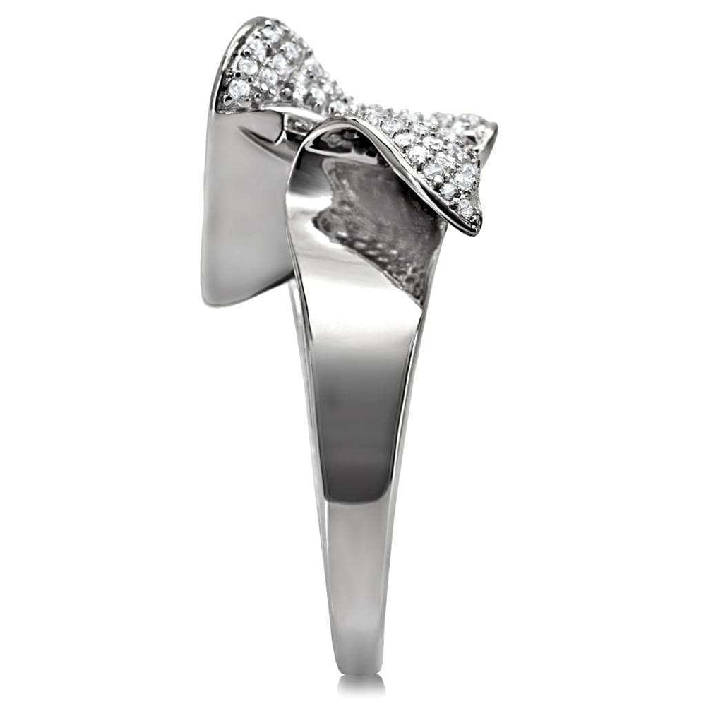 TS032 - Rhodium 925 Sterling Silver Ring with AAA Grade CZ in Clear - Alamode - Flyclothing LLC
