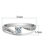 TS041 - Rhodium 925 Sterling Silver Ring with AAA Grade CZ  in Clear - Alamode