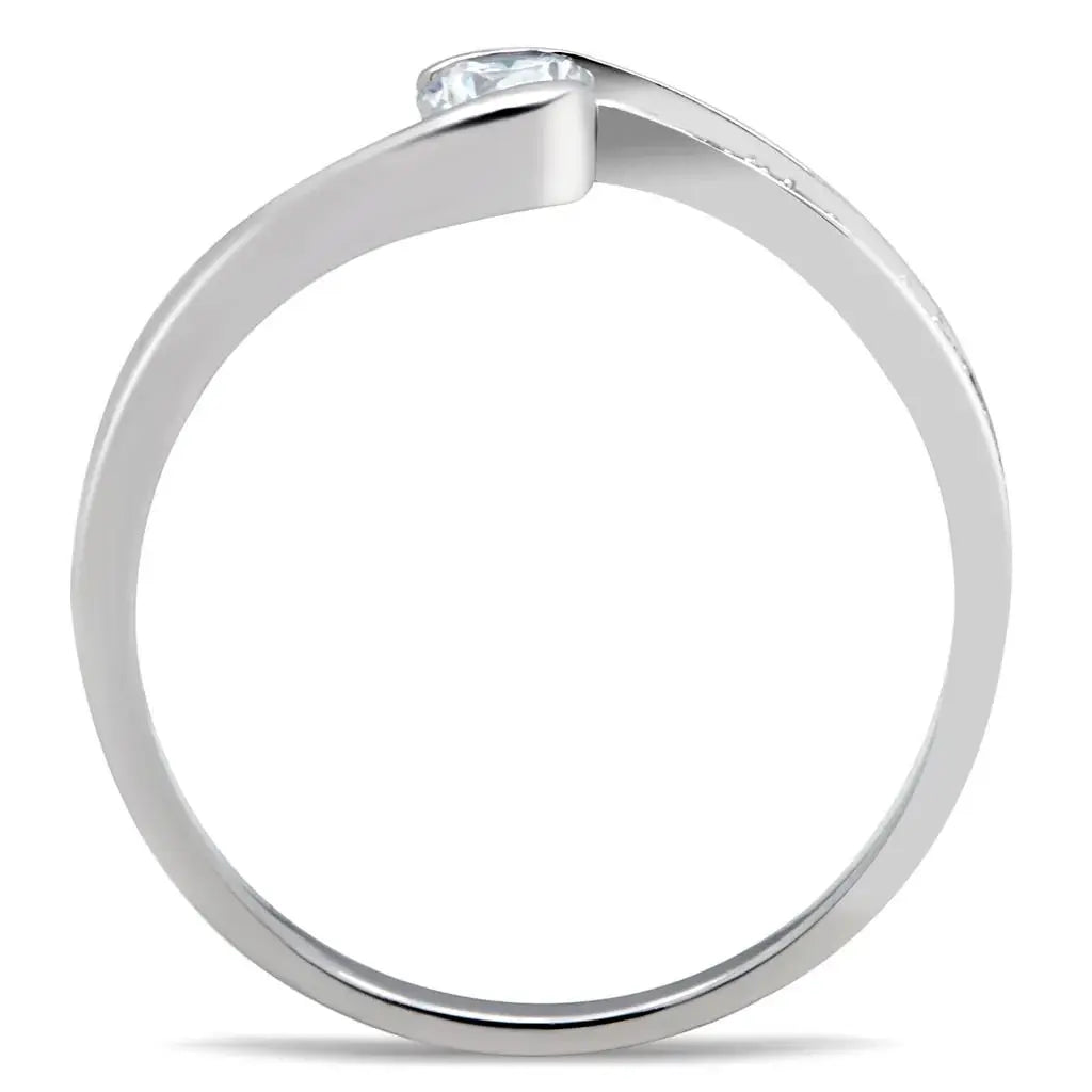 TS041 - Rhodium 925 Sterling Silver Ring with AAA Grade CZ in Clear - Alamode - Flyclothing LLC