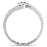 TS041 - Rhodium 925 Sterling Silver Ring with AAA Grade CZ  in Clear - Alamode