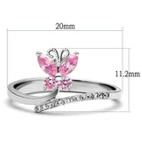 TS042 - Rhodium 925 Sterling Silver Ring with AAA Grade CZ  in Light Rose - Alamode