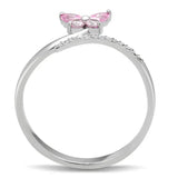 TS042 - Rhodium 925 Sterling Silver Ring with AAA Grade CZ in Light Rose - Alamode - Flyclothing LLC