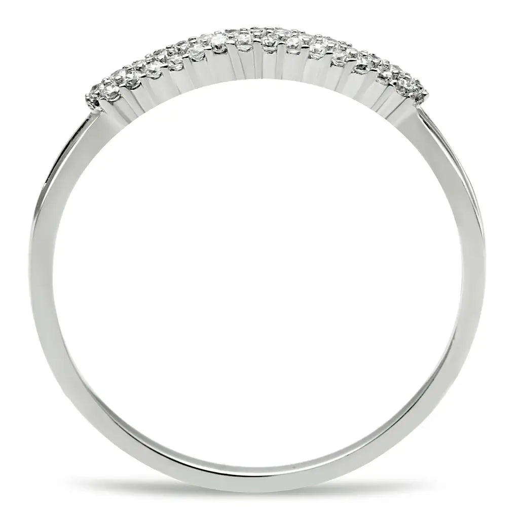 TS043 - Rhodium 925 Sterling Silver Ring with AAA Grade CZ in Clear - Alamode - Flyclothing LLC