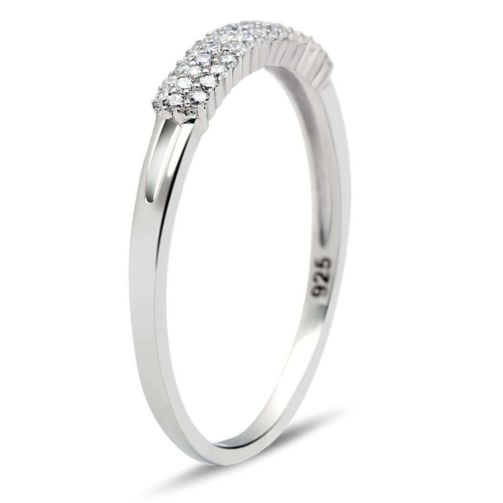 TS043 - Rhodium 925 Sterling Silver Ring with AAA Grade CZ in Clear - Alamode - Flyclothing LLC