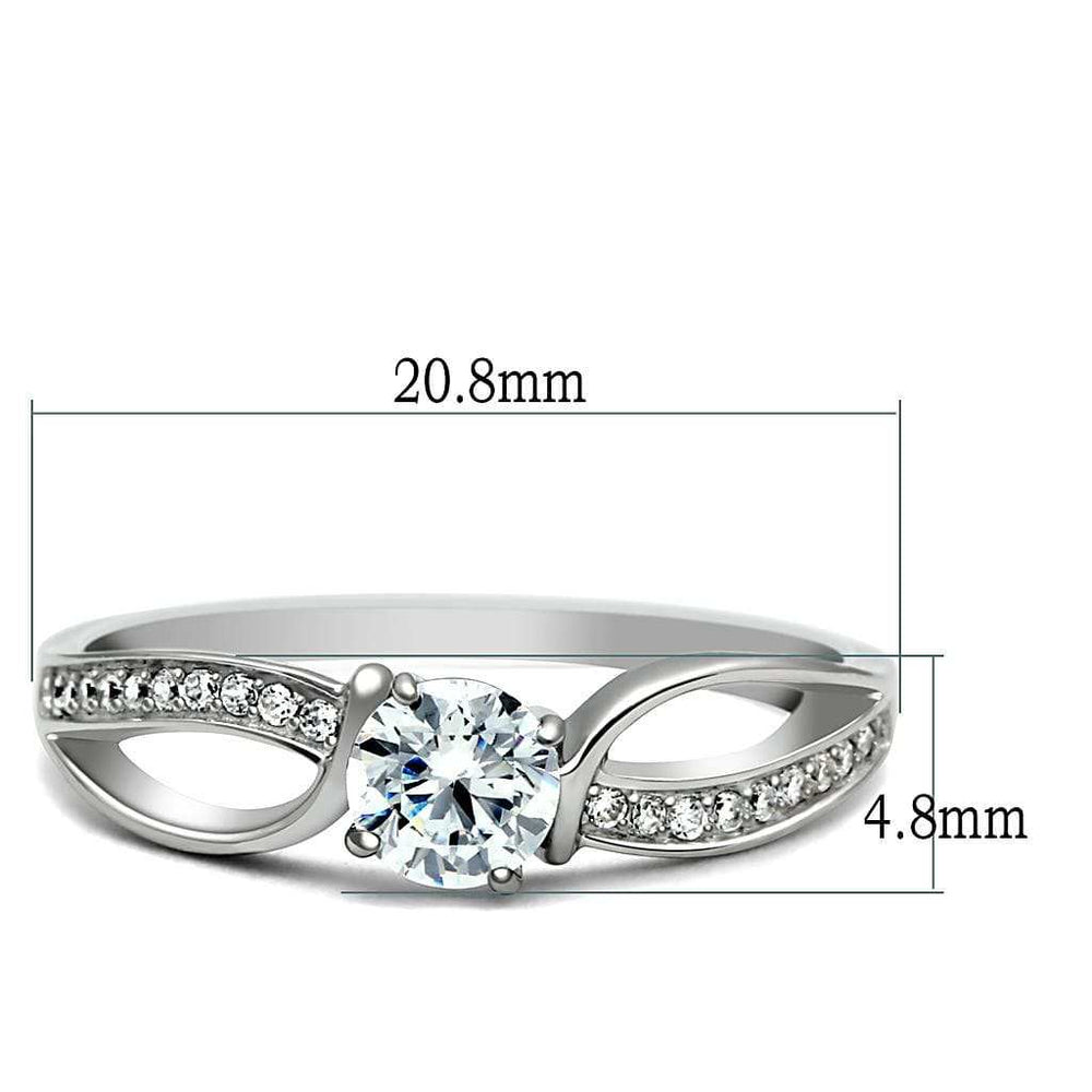 TS044 - Rhodium 925 Sterling Silver Ring with AAA Grade CZ in Clear - Alamode - Flyclothing LLC