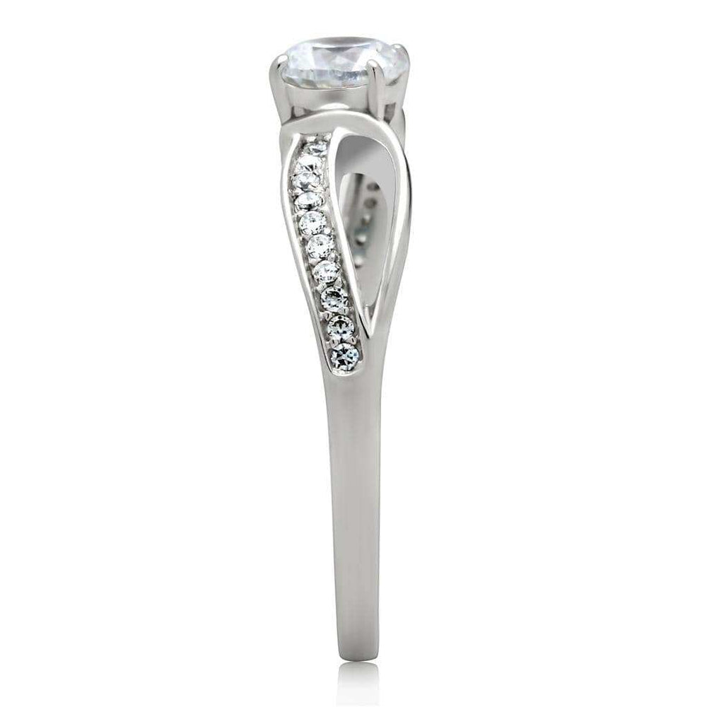 TS044 - Rhodium 925 Sterling Silver Ring with AAA Grade CZ in Clear - Alamode - Flyclothing LLC