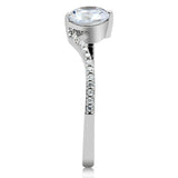 TS045 - Rhodium 925 Sterling Silver Ring with AAA Grade CZ  in Clear - Alamode