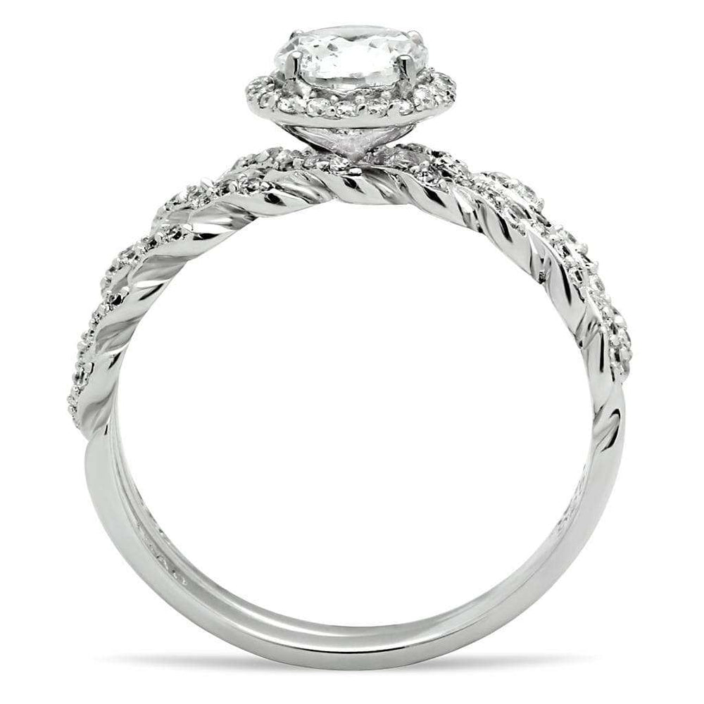 TS046 - Rhodium 925 Sterling Silver Ring with AAA Grade CZ in Clear - Alamode - Flyclothing LLC