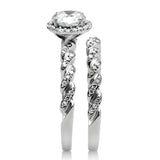 TS046 - Rhodium 925 Sterling Silver Ring with AAA Grade CZ  in Clear - Alamode
