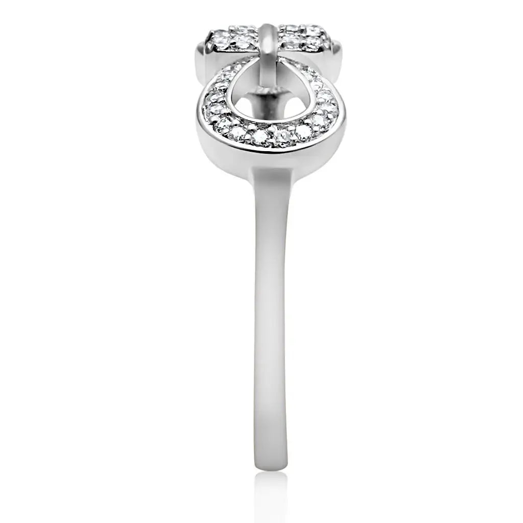 TS047 - Rhodium 925 Sterling Silver Ring with AAA Grade CZ in Clear - Alamode - Flyclothing LLC