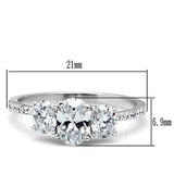 TS049 - Rhodium 925 Sterling Silver Ring with AAA Grade CZ  in Clear - Alamode