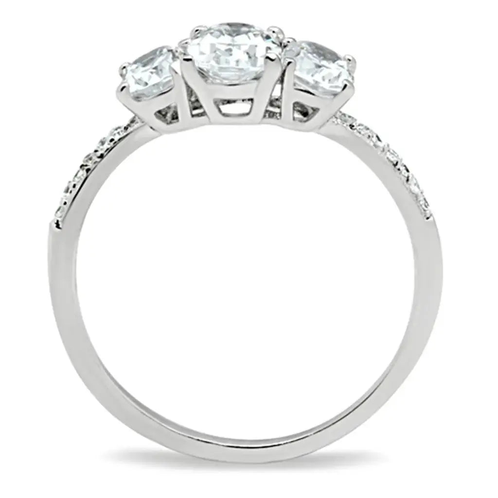 TS049 - Rhodium 925 Sterling Silver Ring with AAA Grade CZ in Clear - Alamode - Flyclothing LLC