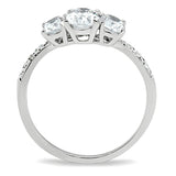 TS049 - Rhodium 925 Sterling Silver Ring with AAA Grade CZ  in Clear - Alamode
